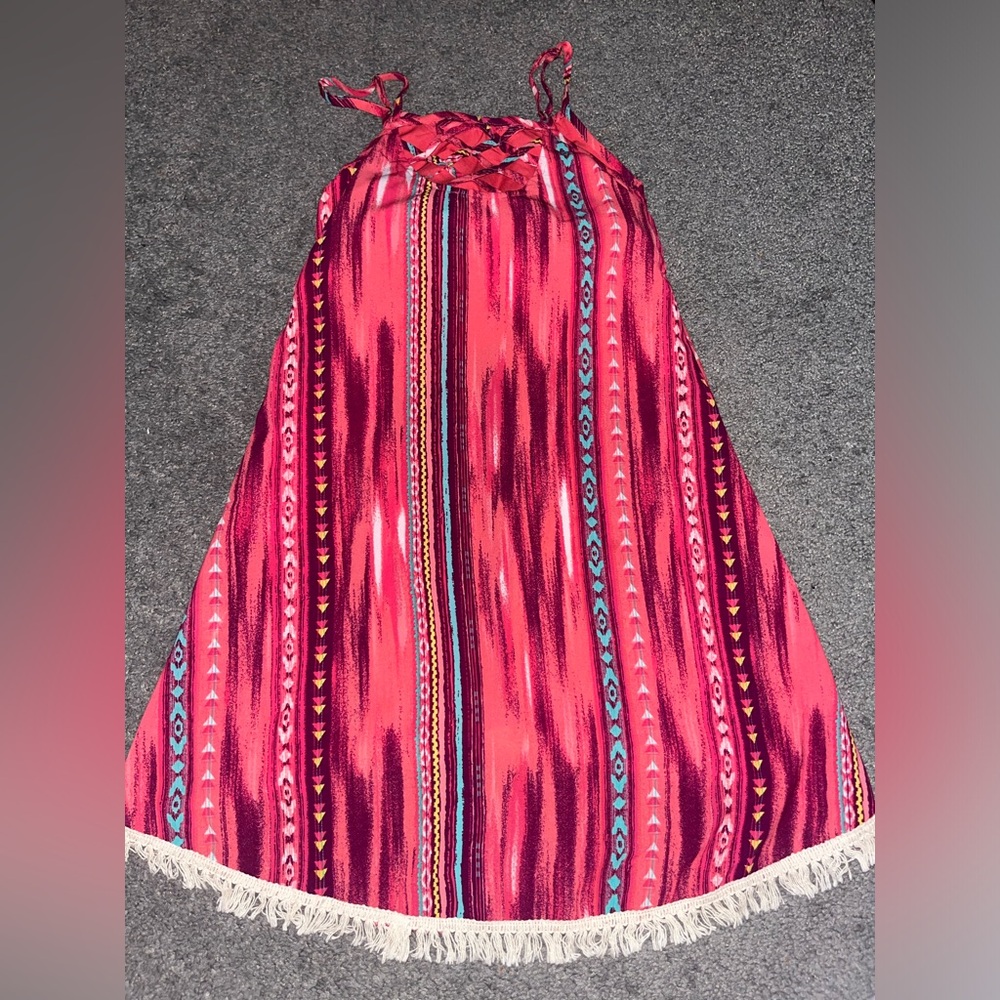 Girls'/ Youth/ Children’s High-Low Fringe Hem Summer Dress - Size Small (7/8) - Picture 2 of 4
